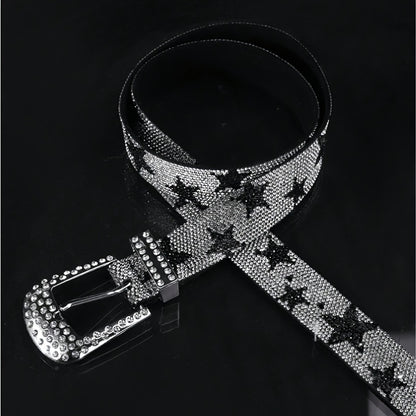 1pc Men'S Multi-Color Shiny Star Element Y2K Street Fashion Belt - Rhinestone Studded, Alloy Buckle, Perfect for Summer Casual, Outdoor Activities, Travel, Graduation Gifts, or Daily Wear