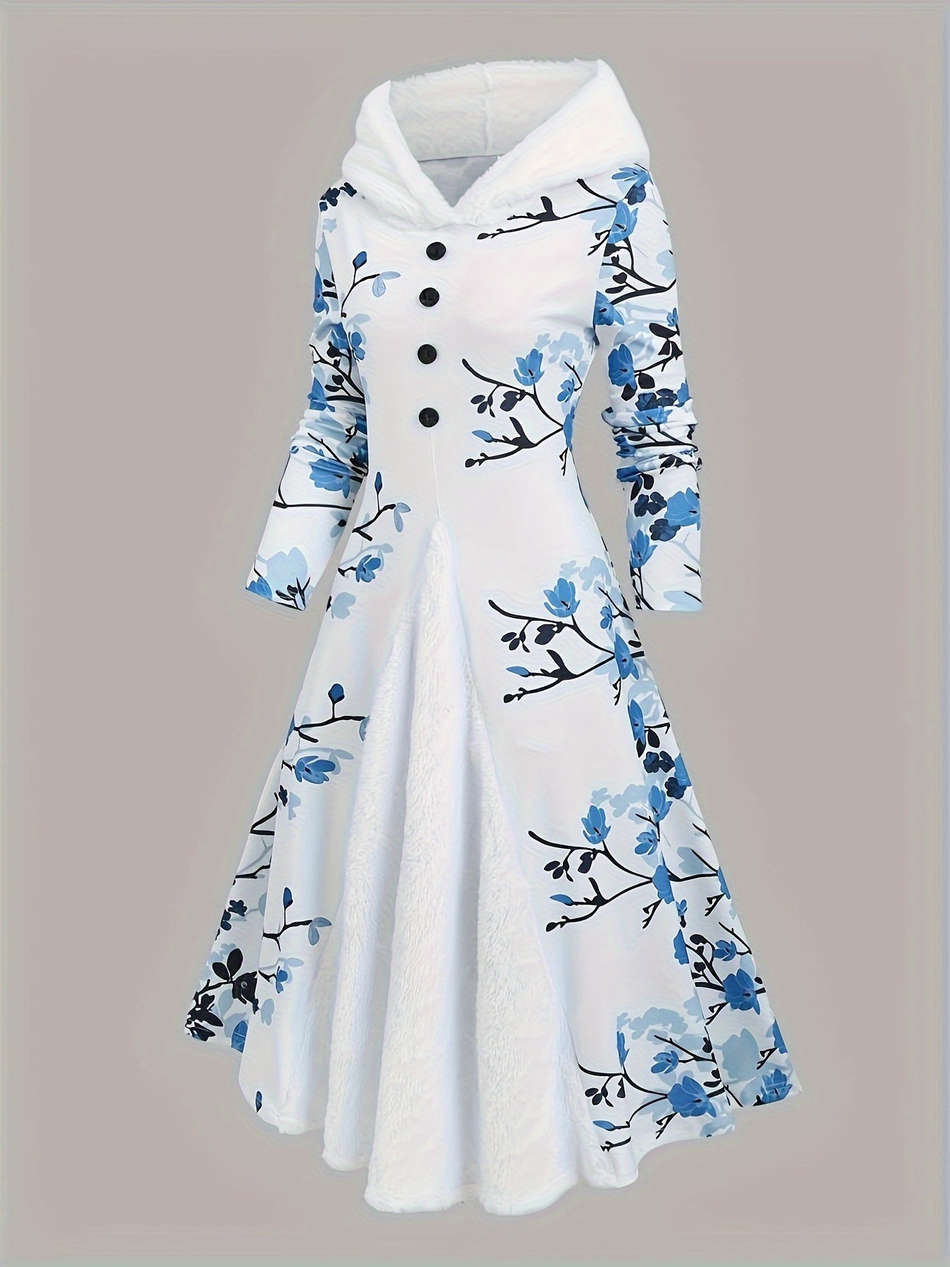 New Autumn And Winter Collection: Stylish Printed Fitted Dress with Long Sleeves And a Hooded Design