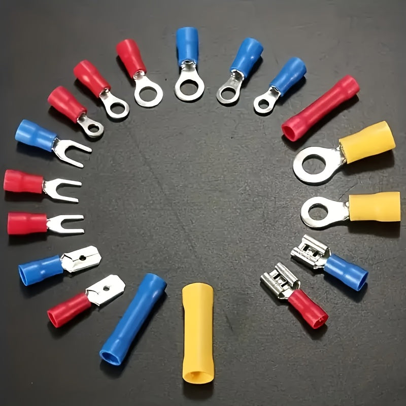 300pcs Electrical Wire Crimp Connector Kit Featuring Insulated Copper Terminal Blocks With Ring, Fork, And Spade Connectors. Ideal For DIY Wiring And Repairs, This Kit Operates In Uncharged Power Mode And Contains No Electron