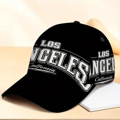 1pc 2D Los Angeles Bold Print Snapback Baseball Cap - Lightweight Adjustable Polyester Hat with Full-Body Design, Great for Outdoor Running, Sports & Casual Street Style.,  Funky Design, Urban Fashion, Comfortable Fit, Street
