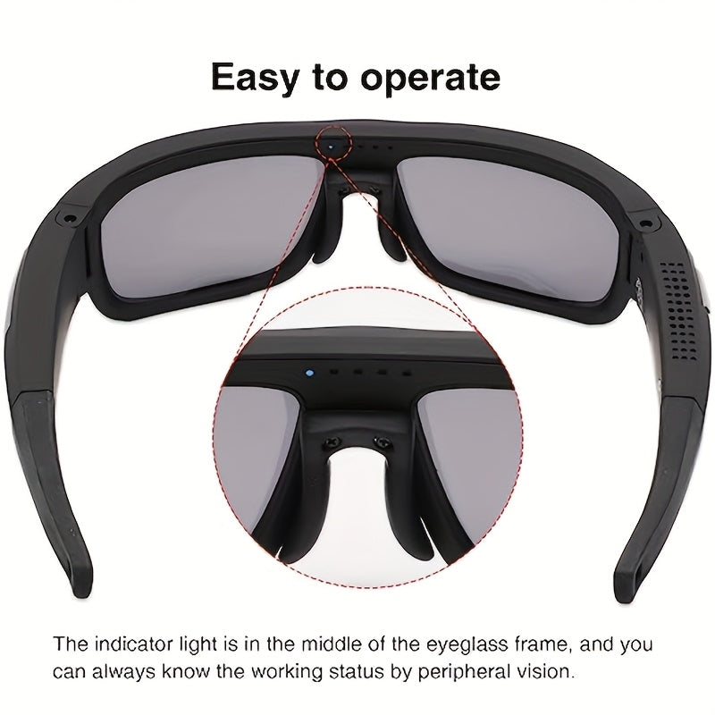 4K Ultra Clear Smart Video Glasses, Wide-angle 120 °, 120 Minute Battery Life, USB Charging, Very Suitable For Cycling, Driving, Hiking, Traveling, Mountaineering, Exploration, Fishing Travel, Including 64GB Storage Card, Re
