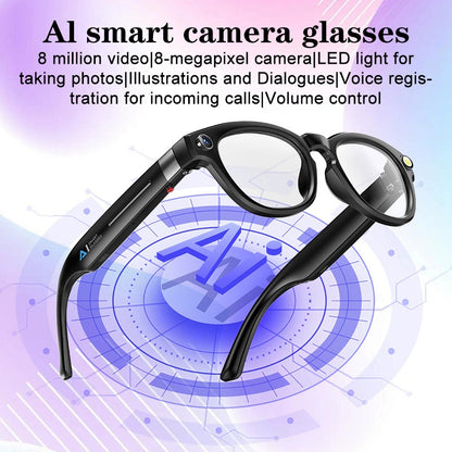 New Release AI Smart Glasses with 8MP HD Camera & 1080P Video Recording, Built-in AI Voice Assistant, Wireless Wireless Smart Glasses for translation (164 Languages), Compatible with iPhone/iOS & Android, ic, Unisex for Men/W