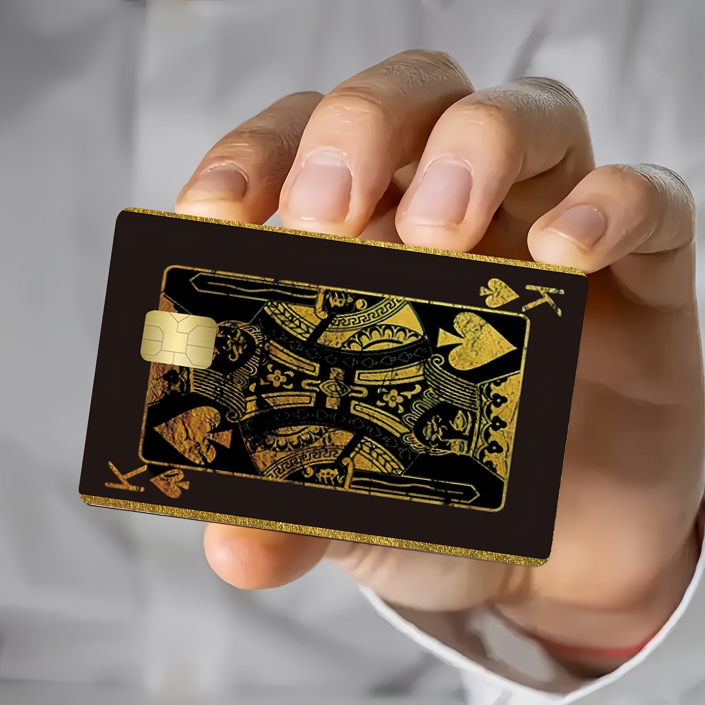Ace of Spades Poker Pattern Credit Card Beige Cover, Waterproof Sticker, Ultra-Thin, High-Quality, Scratch-Resistant, Suitable for Credit Cards, Bank Cards, Bus Cards, Removable Self-Adhesive for Most Cards, Ideal Gift for Fr