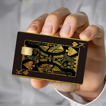 Ace of Spades Poker Pattern Credit Card Beige Cover, Waterproof Sticker, Ultra-Thin, High-Quality, Scratch-Resistant, Suitable for Credit Cards, Bank Cards, Bus Cards, Removable Self-Adhesive for Most Cards, Ideal Gift for Fr