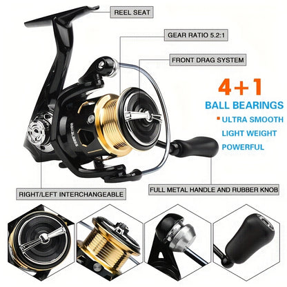 PROBEROS Fishing Rod Reel Combo Kit -Spinning Reel, 1.8m-2.4m/5.9ft-7.9ft Pole, Line, Lure, Hooks - Full Set with Storage Bag