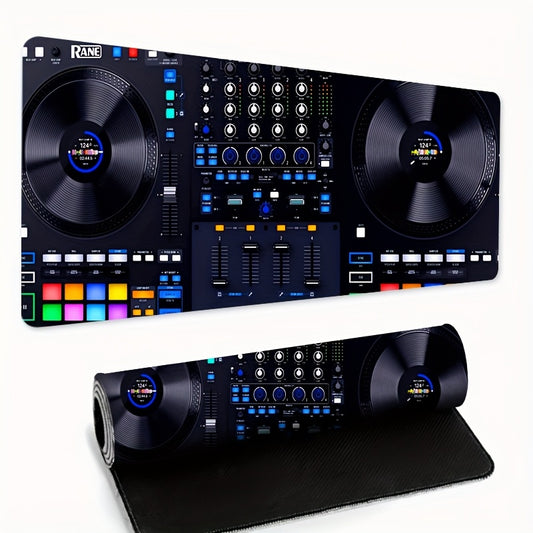 Blue DJ Booth Design Large Mouse Pad, Rectangular Mouse Pad, Non-Slip Durable Rubber Material, Precision Lock Stitching Technology, High-Definition Colorful Printed Exquisite Pattern, Suitable for Office, Home Decoration and