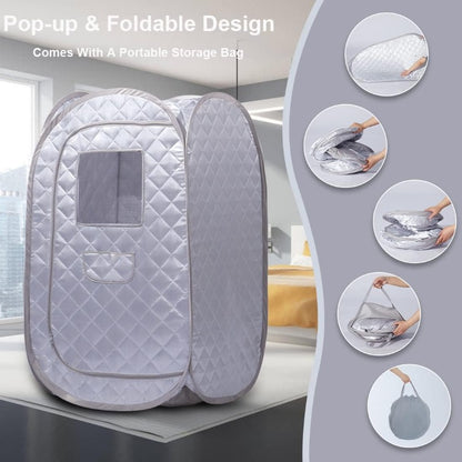 Smartmak Portable Sauna Tent | Foldable One Person Full Body Spa for Detox Therapy Without Steamer - Grey, Made of Polyethylene Terephthalate, No Electricity Required