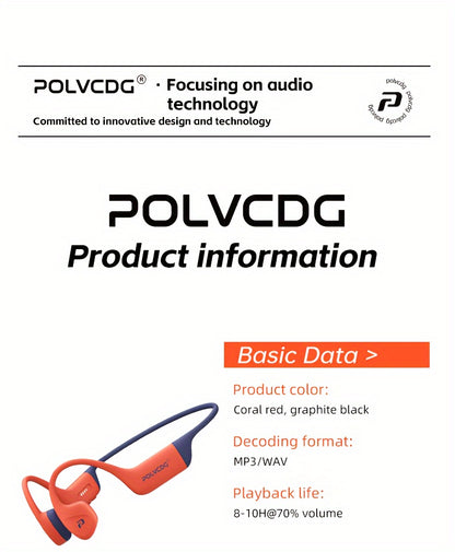 POLVCDG Audio new upgrade sound sense 2.0 X16 wireless bone conduction headset, professional sweat and, clear talk with microphone, magnetic charging port long life, large memory wireless/MP3 dual-mode one-click switch, suita