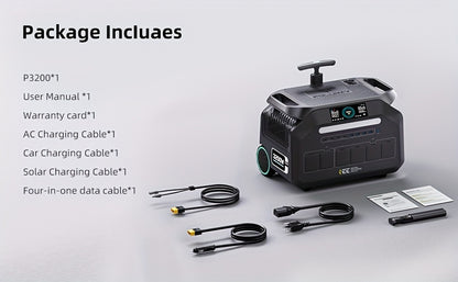 IEE 3200W Portable Power Station P3200 with 4x200W Solar Panel, 2048Wh Solar Generator, 1800W AC Charging, AC Outlets X 4, LiFePO4 Battery Power Station for Home Backup, Camping, RV, Emergency Plus Bonus 30W solar panel, Port