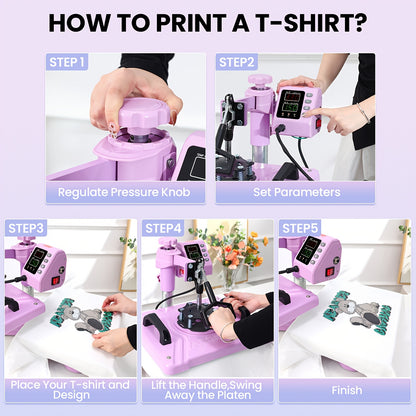 5in 1/8in 1 Hot Press, 15 "x12" T-shirt Press, 360-degree Rotation, Multi-functional Sublimation Hot Press, for T-shirts/cups/LIDS/plates/DIY, Drinkware Personalization, Multi-Surface Printing, Rotary Transfer Press, Multi-Fu
