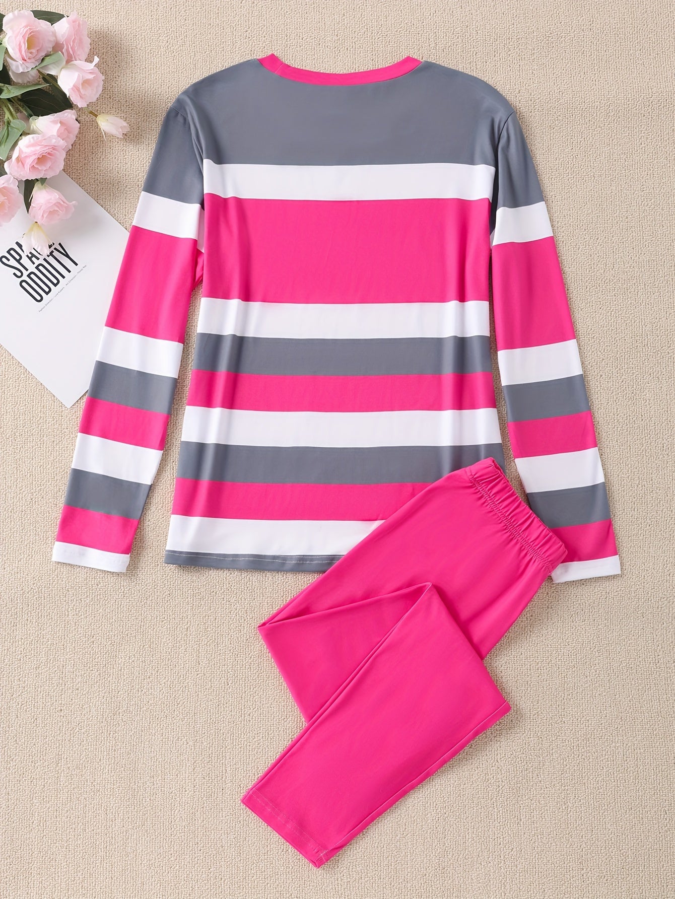 Smct01 Casual Long Sleeve Set with Striped Custom Print