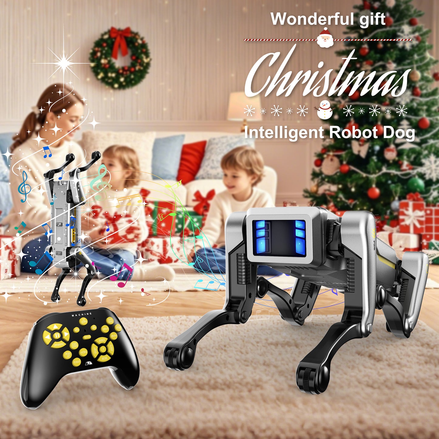 Intelligent Robot Dog - Remote Control, Special Effects Robot Dog, Dancing, Multi-Functional, Intelligent Programming Companion Toy Christmas gift New Robot Dog, Wireless Remote Control Dog, AI Voice Control Can Be Connected