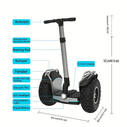 X60 Plus 12.5 Mph Off-Road Smart Self-Balancing Electric Scooter | 19 Inch All Terrain Tires, Up to 50 Miles Range, Powerful Motor, Intelligent Lighting