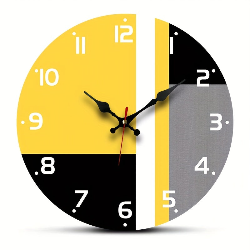 1pc Sleek & Stylish Silent Quartz Wall Clock - Round Wooden Design for Bedroom, Living Room, Office, Kitchen, Bathroom Decor - Battery Operated (AA Battery Not Included)