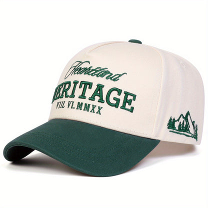 Men'S Heritage Heritage Baseball Cap - Adjustable Snapback, Lightweight Polyester, 5-Sided Design with Embroidery, Ideal for Spring & Autumn Outdoor Activities, Beach Vacations, and Casual Wear, Casual Cap | Embroidered Cap |