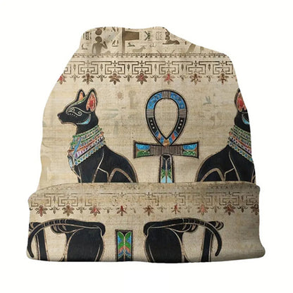 1pc Egyptian Thin Hat Hip Hop Hat Men's Warm Ancient Egyptian brimless beanie Retro floral print Fashion print thief hat - Fashionable men - Warm, durable and fashionable - Iconic artwork design
