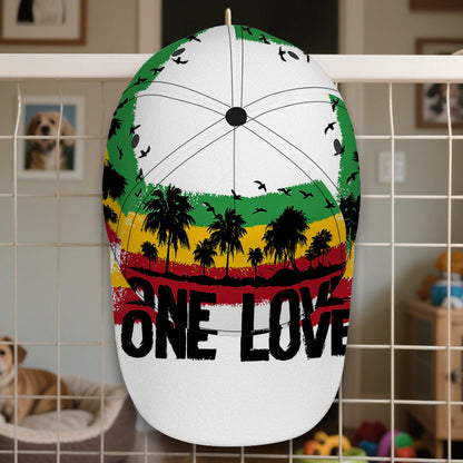 1pc 2D Reggae Vibes One Love Print  Hat - Adjustable Snapback with Full-Body Vibrant Print, Perfect for Sports, Running & Outdoor Street Fashion.