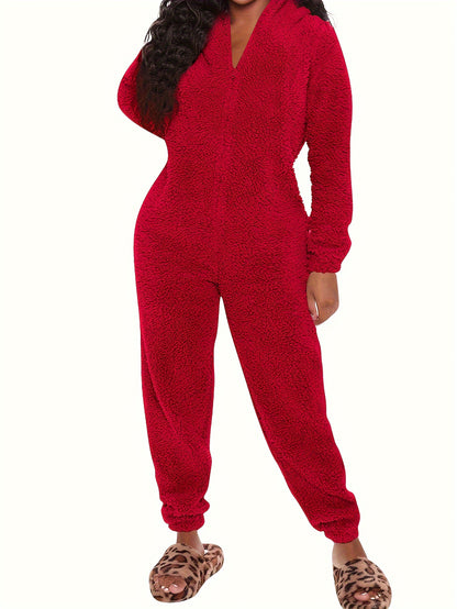 Women's Hooded Bear Ears Plush Onesie Pajamas Loungewear, Home Loungewear, Sleepwear for Women, Playful Pajamas, Cute Onesie, Machine Washable, Durable Sleepwear, Fullbody Sleepwear, Plush Sleep Suit, Cozy Home Wear, Adult Wo