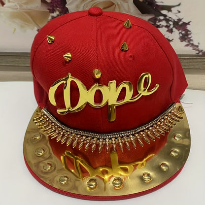 Men's Punk Hip-Hop Snapback Baseball Cap with "Dope" Lettering - Lightweight Adjustable Hat in Beige, Camo, Blue & Red/Golden for Streetwear & Casual Style