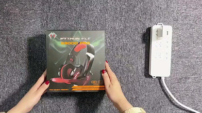 Gaming Headset for PS4 PS5pcs Xbox One Controller, Noise Cancelling Over Ear Headphones with Mic, LED Light, Bass Surround, Soft Memory Earmuffs for Laptop Mac