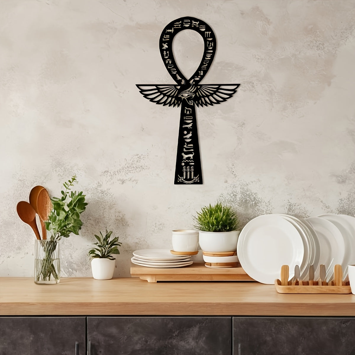 1pc Room Decor Iron Ankh Wall Art - Egyptian Hieroglyphic Symbol, Nile River Ankh, Ancient Egyptian Decor, Spiritual Key to Life - For Home Decor Enthusiasts & Spiritual Seekers - Perfect Gift for Housewarming & Birthday