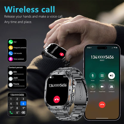 LIGE Smart Watch for Men with Flashlight, 2.13-inch Amoled Display, Smartwatch with 100+ Sports Modes, Monitor, IPX8, Multifunctional Smart Watch for iPhone and Android, Black, 2 Straps, Fitness Tracking Watch, Sleek Watch De