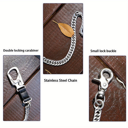 Ahiller Business Style Wallet Chain, Hip Hop Style Keychain - Dual Lock Security Design, Outdoor Camping, Traveling Accessory for Motorcycle/Daily Use with Scratch Resistant Coating, Men's EDC Carrying Gear Chain, Perfect Gif