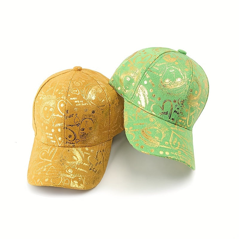 Sports Hats Breathable Sun Cap - New Graffiti Baseball Caps Golden Stamping - Outdoor Hip-hop Joker Cap - Street Cool Baseball Hats for men and women - Couple Caps Duckbill Cap
