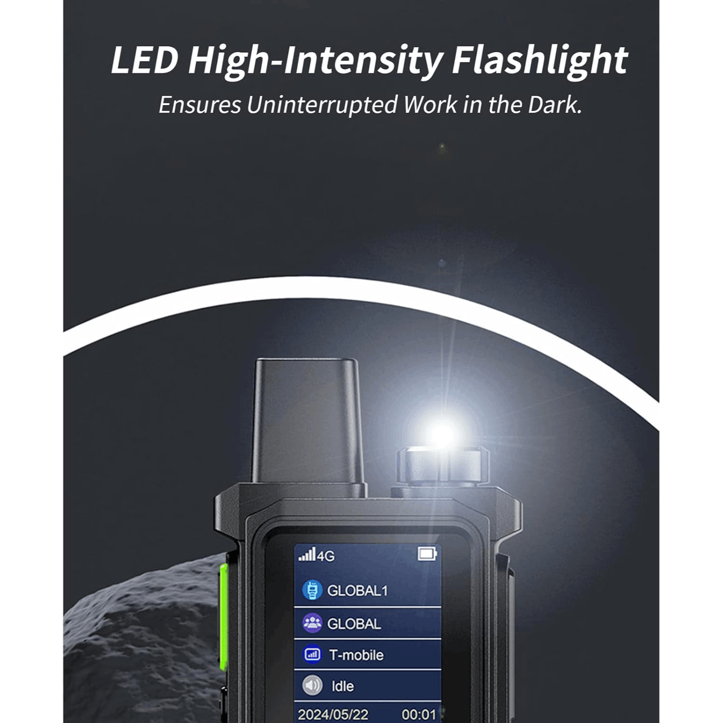 4 pieces global long-distance walkie talkie | LED flashlight, Type-C fast charging, including SIM card | preferred for construction, fleet, and camping travel, solving communication problems for construction and camping teams