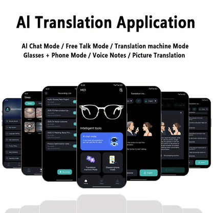 AI Translation Smart Glasses with 160+ Language Real-Time Translator, Enabled, Built-in Mic/Speaker & Music Playback - Photochromic for Men & Women, Driving &