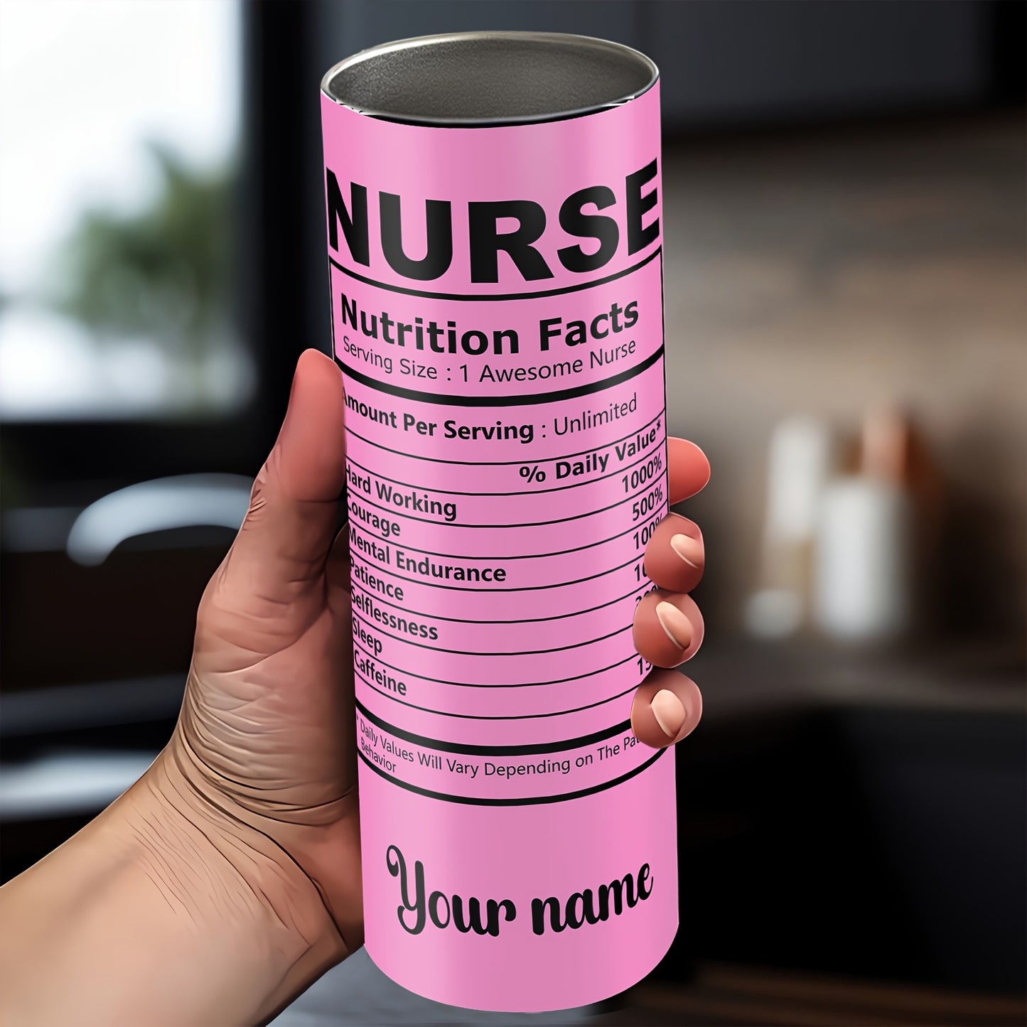 1pc MISVAN Nurse-Themed 20oz Vacuum Insulated Cup with Lid - Customizable "Your Name" Design, Pink Stethoscope & Medical Symbol, Perfect Gift for Mother'S Day, Father'S Day, Nurses' Day & Birthdays, Travel & Sports Drinkware,