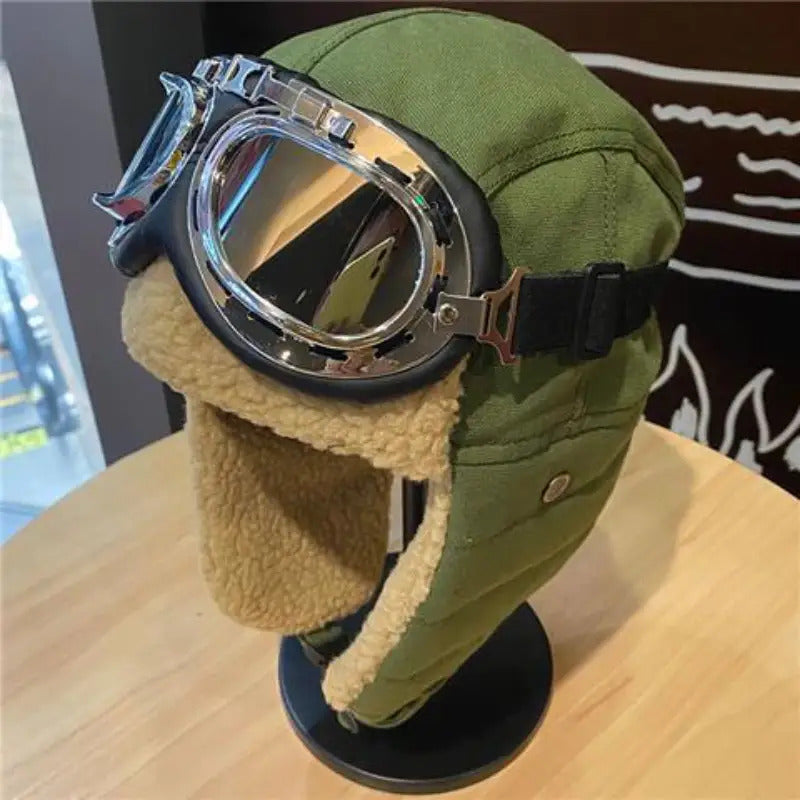 Unisex Winter Outdoor Hat with Goggles, Thickened Lining and Warm Ear Flaps for Cycling Ski Activities, Winter Hats For Men, Winter Hats For Women, Snow Hat, Winter Thermal Hat, Winter Goggles, Ski Helmet With Goggles, Winter