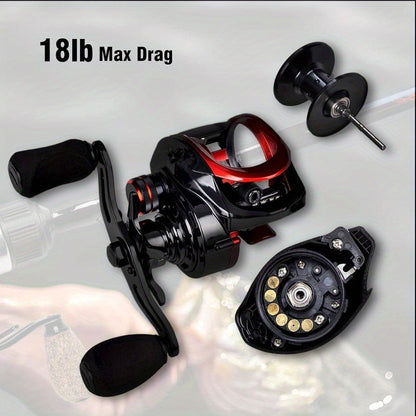 Baitcasting Fishing Rod and Reel Combo, 4 - Piece Portable Travel Casting Rod, Baitcasting Combo