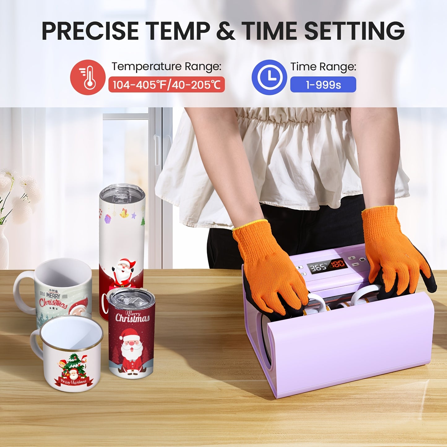 Auto Tumbler Heat Press Machine 30oz Mug Press Automatic Rotation Full Print, Temp & Time Setting, Cup Transfer Machine for 11-30oz Ceramic, Glass, with Sublimation Papers, Heat Tape & Gloves