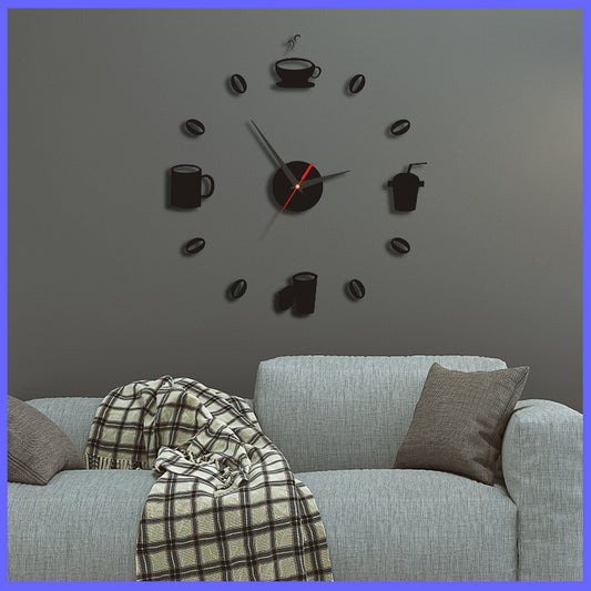 Modern Minimalist 3D Acrylic Mirror Wall Clock - DIY Large Art Deco, No Drilling Required For Installation, AA Battery Powered, Black Hands And Numbers, Silent Timer For Living Room Or Office, Living Room Decor | Decorative W
