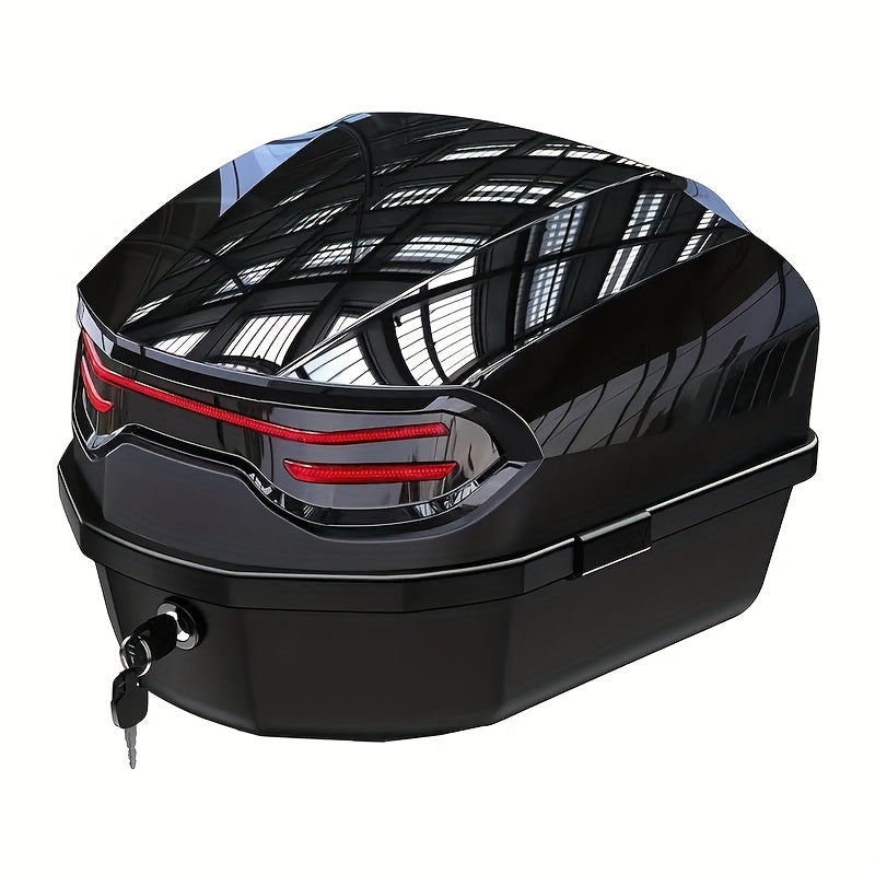 1pc Motorcycle Top Box - Heavy-Duty ABS Motorcycle Luggage Bag with Locking Mechanism, 45L/11.89 Gallon Capacity, Shock-Absorbing Base & Interior Lining, Detachable Straps For Secure Storage Of Helmets, Gloves, Motorcycle Sto