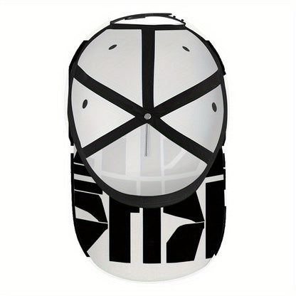 1pc Bold 2D All-Over Print Adjustable Snapback - Funky Full-Body Baseball Hat with Bold Text Design, Adjustable Strap for Sports, Running, Gym & for halloween/Christmas/Thanksgiving Events - Polyester Casual Streetwear Access