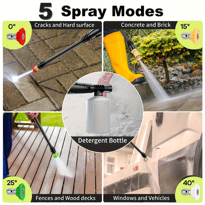 2025Upgraded Electric Pressure Washer, 4500 PSI 3.2 GPM Power Washer with 4 Quick Connect Nozzles, Inlet Hose & Filter& Foam Cannon for Cars/Fences/Driveways/Home Cleaning