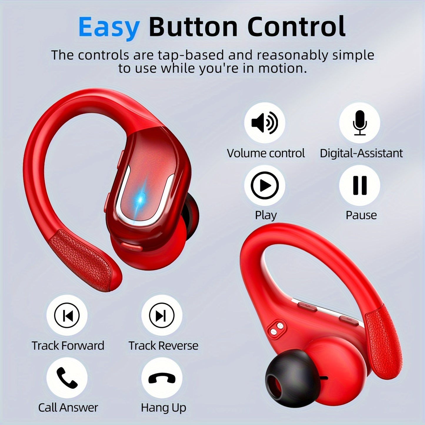 LIFEBEE New Wireless Earbuds for Running Sports, Wireless Earphones with Earhooks Pure Bass Sound, Over Ear Headphones with Dual-LED Display, Noise Cancelling Headset Earphones Built-in Microphone