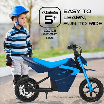Hover-1 My First Dirt Bike for Kids - 300W Motor, 9MPH Max Speed, 9 Mile Range, 12" Off-Road Tires, 120LB Max Weight, Twist Grip Throttle & Rear Disc Brake Electric Dirt Bike for Kids Ages 5+ Years