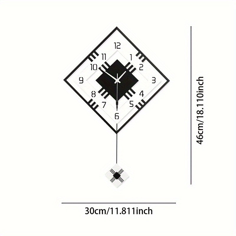 [Silent Wall Clock] Silent Modern Black Acrylic Wall Clock | Digital Display, Fantasy-Themed Design, No-Drill Installation for Living Room, Bedroom, or Dining Room Decor