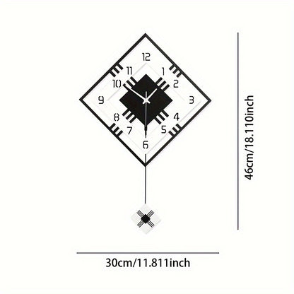 [Silent Wall Clock] Silent Modern Black Acrylic Wall Clock | Digital Display, Fantasy-Themed Design, No-Drill Installation for Living Room, Bedroom, or Dining Room Decor