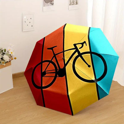 1pc Open/Close /Umbrella - Heavy-Duty 8-Rib Frame, Compact Folding Umbrella with Red/Yellow/Blue/Green Striped Canopy for Outdoor Travel, &  Days - Portable Manual Parasol, Ideal Christmas Gift for s &