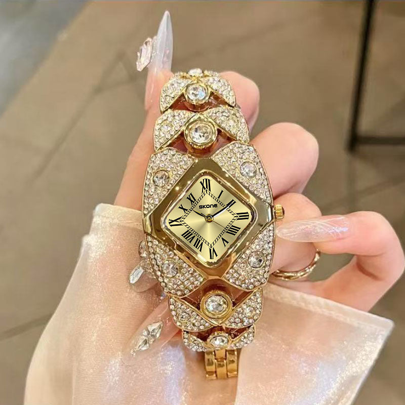 Women'S Elegant Watch - Roman Numeral Dial, Stainless Steel Band, Mechanical Movement, Non, Ideal for Business, Couples, Back-to-School, Christmas Gift, Without Battery