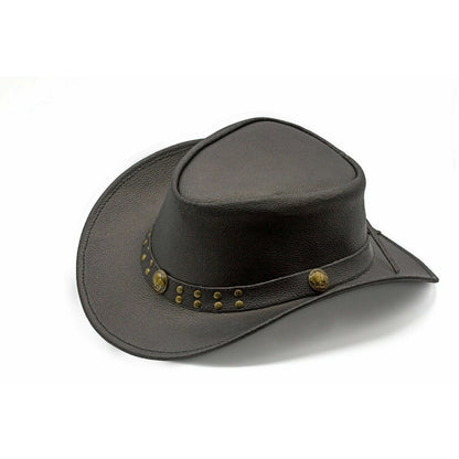 Black Genuine Leather Cowboy Western Hat for Men & Women – Classic Outdoor Ranch Style, Durable Wide-Brim Design for Horseback Riding, Country Events, Travel, Festivals & Daily Wear – Perfect Gift for Winter Season, Chris