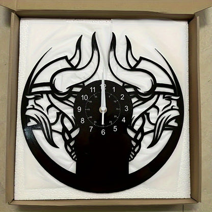 Viking Characters LED Vinyl Record Wall Clock, The Fjord Home Wall Clock Silent Clock Unique Design Wall Art Oginal Gift For Viking Fans Birthday, Halloween, Christmas, For Living Room Bedroom, Room Decor, Home Decor, Kitchen
