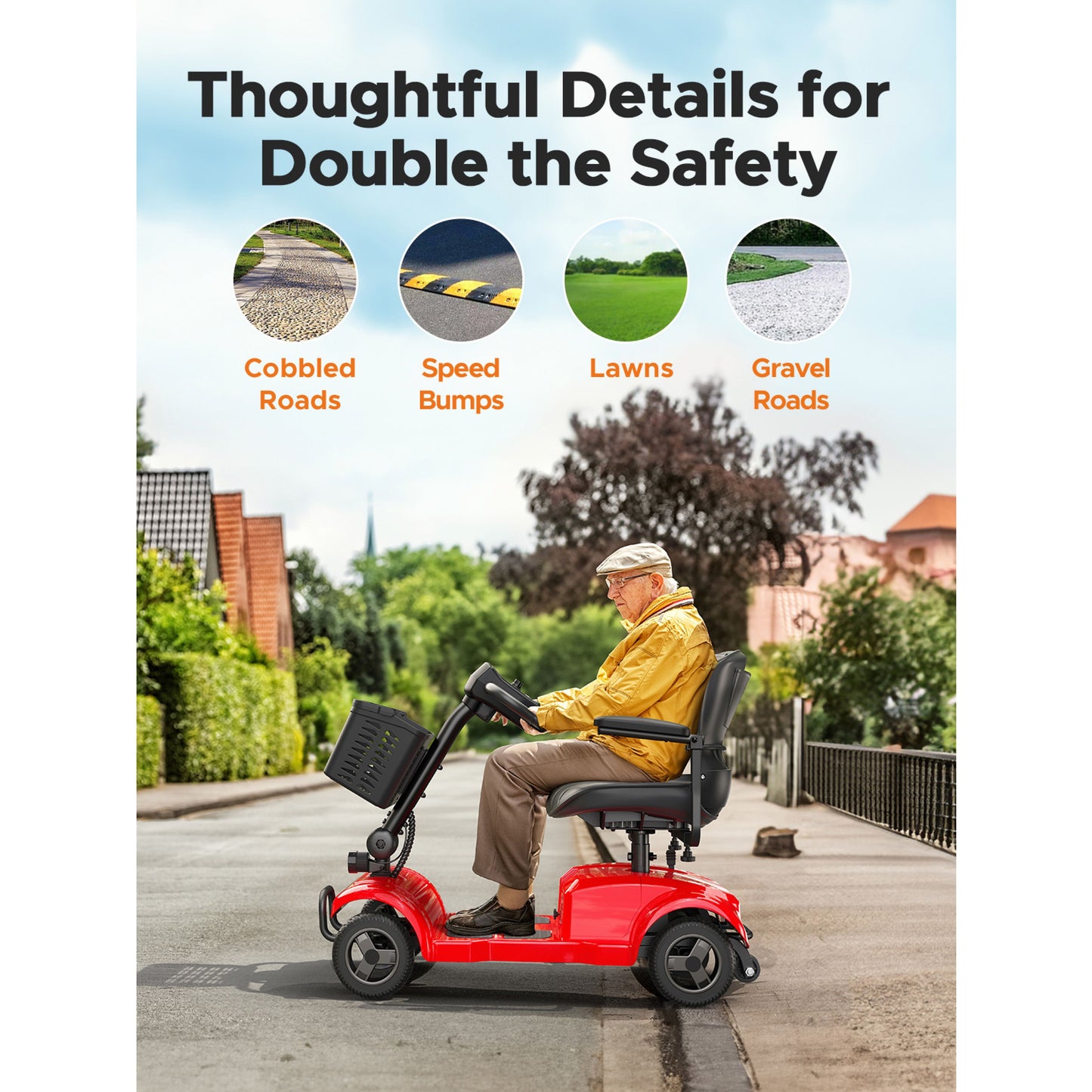 ENGWE Folding 4-Wheel Mobility Scooter, 250W Motor, 24V 12Ah Battery, 15.5-Mile Range, 8" Solid Tires, 265 lbs Capacity, Detachable Basket, Front Light, Compact & Portable for Travel, Shopping, Perfect Gift for Mom's Special