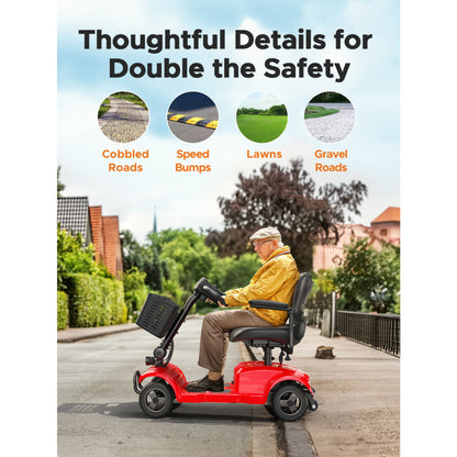 ENGWE Folding 4-Wheel Mobility Scooter, 250W Motor, 24V 12Ah Battery, 15.5-Mile Range, 8" Solid Tires, 265 lbs Capacity, Detachable Basket, Front Light, Compact & Portable for Travel, Shopping, Perfect Gift for Mom's Special