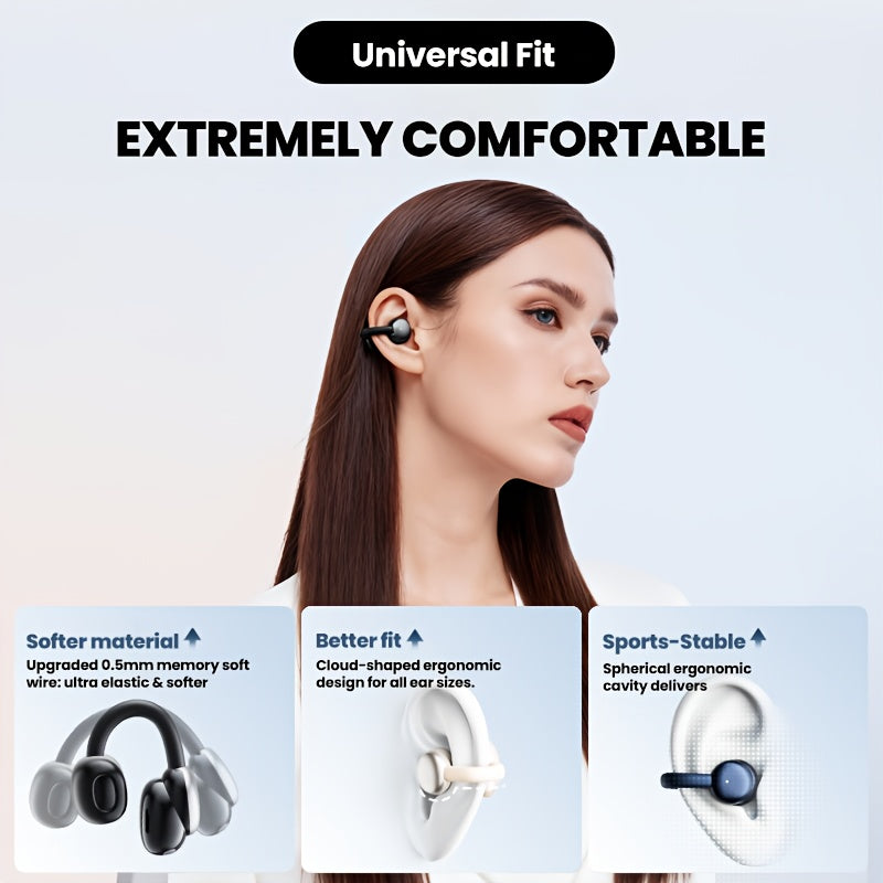 Philips True Wireless Bluetooth Headphones, Open Wireless Earbuds, Ear Clip Wireless Earbuds, for iPhone and Android, Comfortable to Wear, Bluetooth 5.4, 46 Hours of Playtime, Stereo Bass, LED Battery Display, ENC Dual Noise