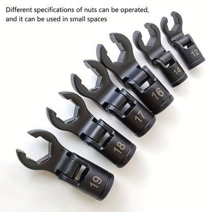 6 adjustable nozzle oil pipe wrenches, interchangeable open-end wrenches, can be used for repairing bicycles, cars, machines, product assembly, etc. Suitable for daily household maintenance